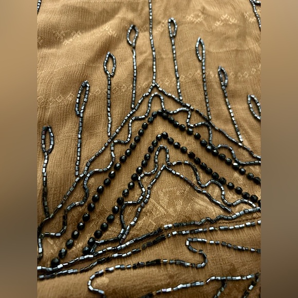 Free People Love Story Party Boho Dress – Brown/Gold Metallic Beaded – Small - Picture 10 of 16